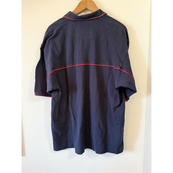 Cutter & Buck KU Jayhawks XL Short Sleeve Collar Polo Shirt Navy Red Vintage - Picture 2 of 8